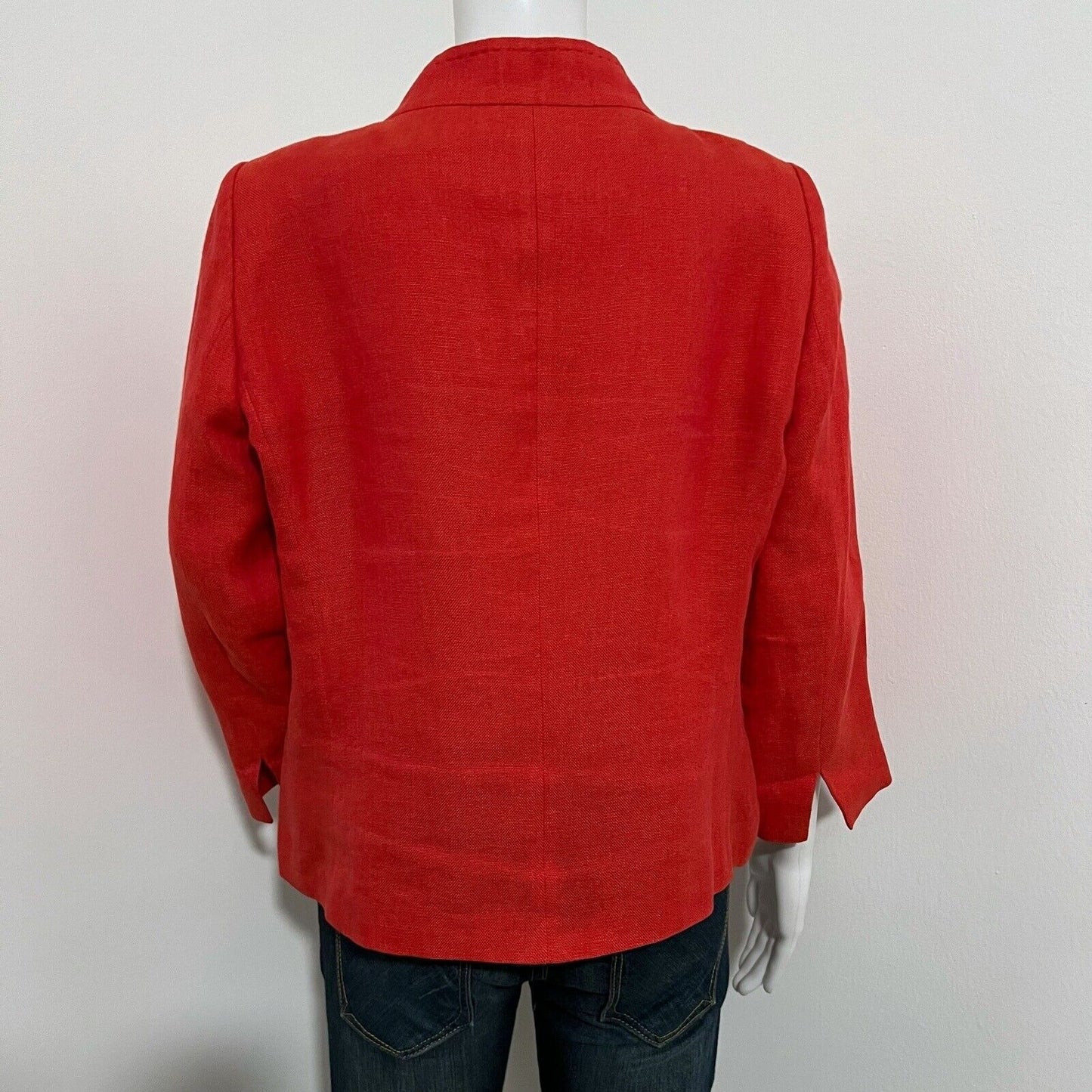 MaxMara Max Mara Women's Jacket Size 12 Red Orange Linen Two Button Italy