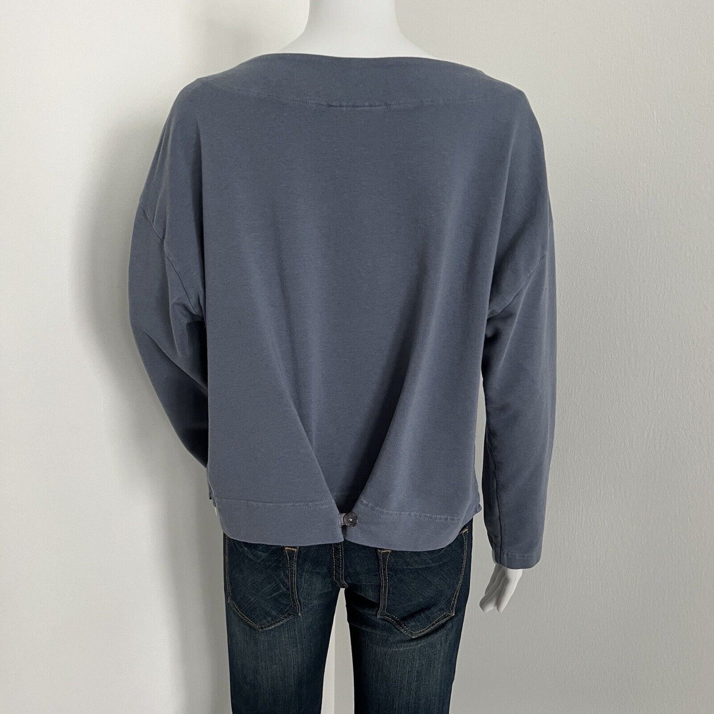 Bryn Walker Womens Sweatshirt Size XS Blue Lagenlook Bamboo Organic Cotton