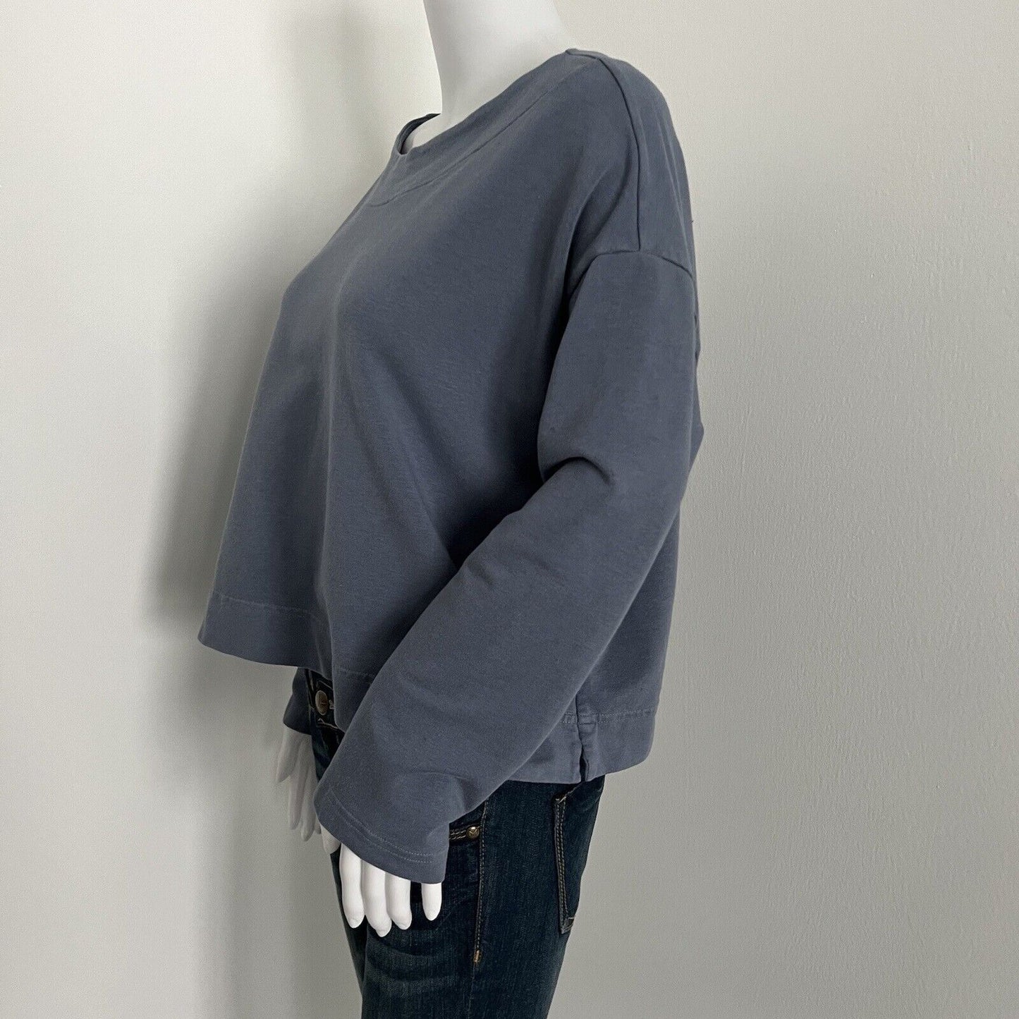 Bryn Walker Womens Sweatshirt Size XS Blue Lagenlook Bamboo Organic Cotton