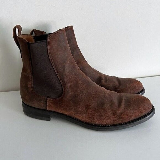 Franceschetti Barneys Men's Cognac Chelsea Boots Size 43.5 10.5 Leather Italy