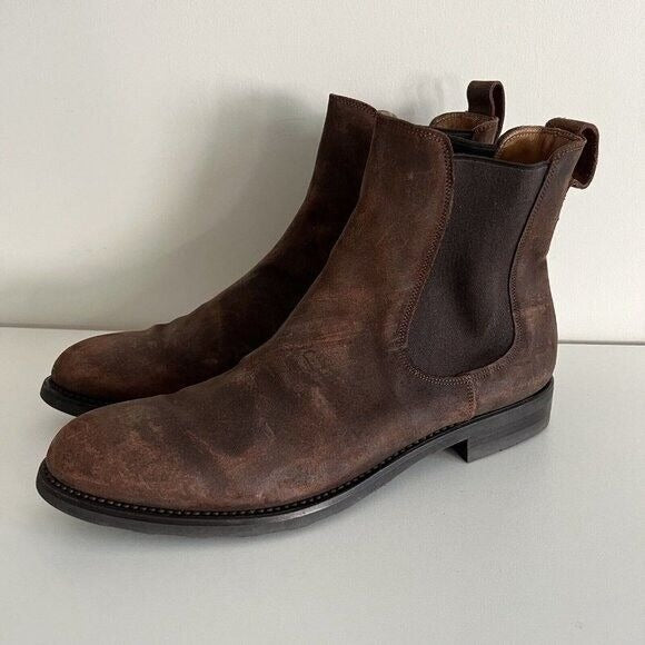 Franceschetti Barneys Men's Cognac Chelsea Boots Size 43.5 10.5 Leather Italy