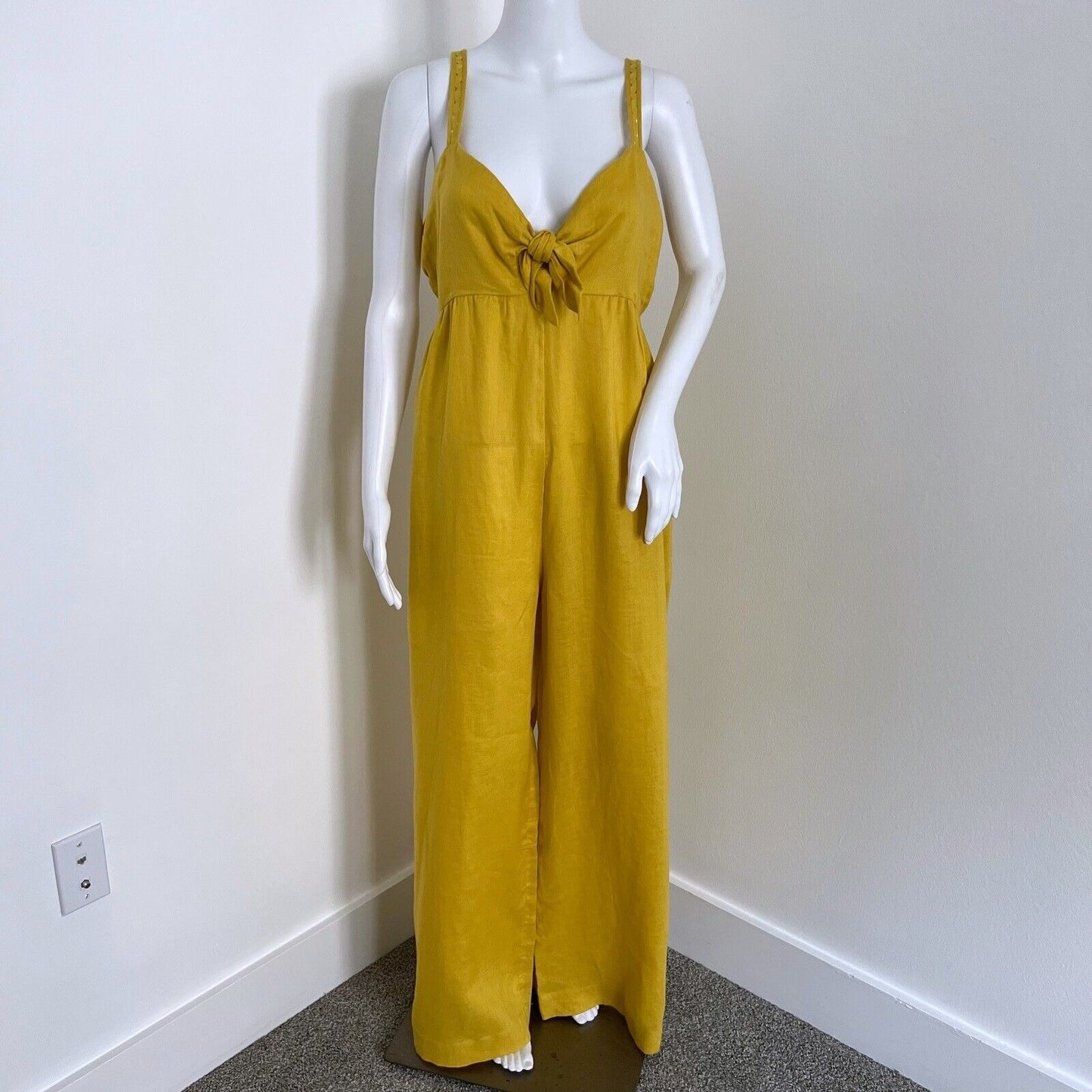 Scotch & Soda Women's Jumpsuit Size XL Pineapple Yellow 100% Linen Wide Leg