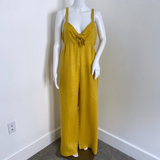 Scotch & Soda Women's Jumpsuit Size XL Pineapple Yellow 100% Linen Wide Leg