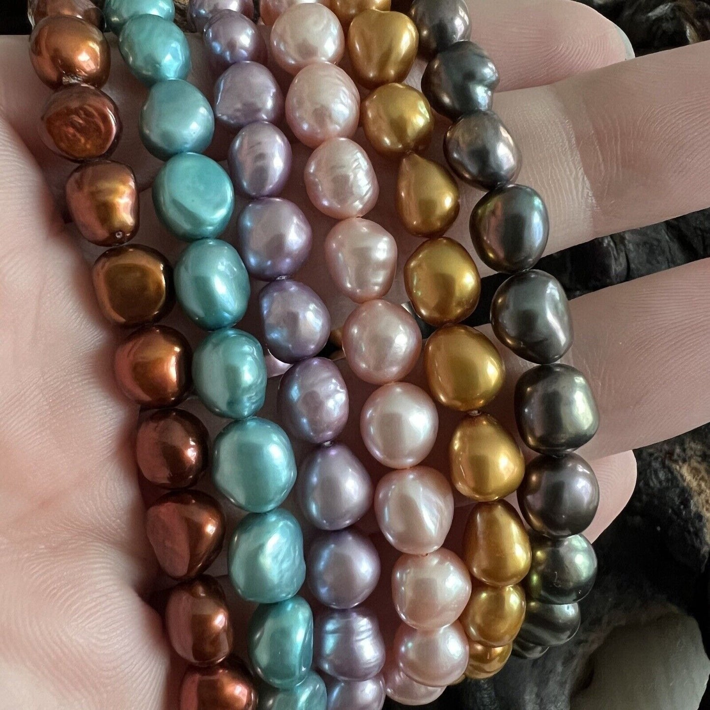 Honora Collection Set of 6 Cultured Fresh Water Pearl Stretch Bracelets Colorful