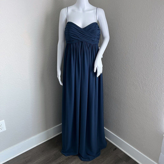 Amsale Maternity Size 12 Janan Maxi French Blue Flat Chiffon Bridesmaid Wedding