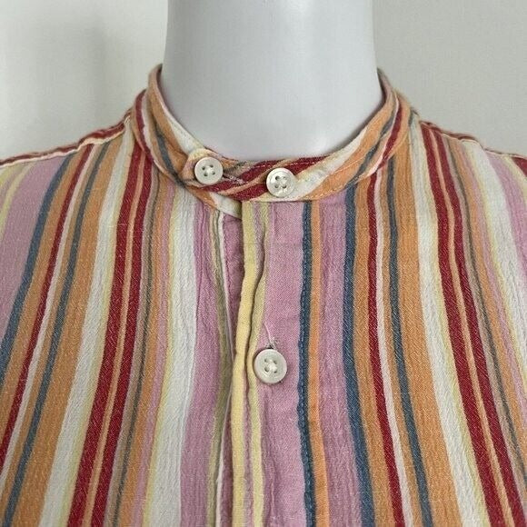 Engineered Garments FWK Women Tunic Size 2 Colorful Stripe Cotton Long Sleeve US