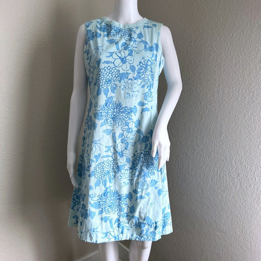 Vintage 1960s The Lilly Tag Lilly Pulitzer Dress Size S Blue Floral 100% Cotton