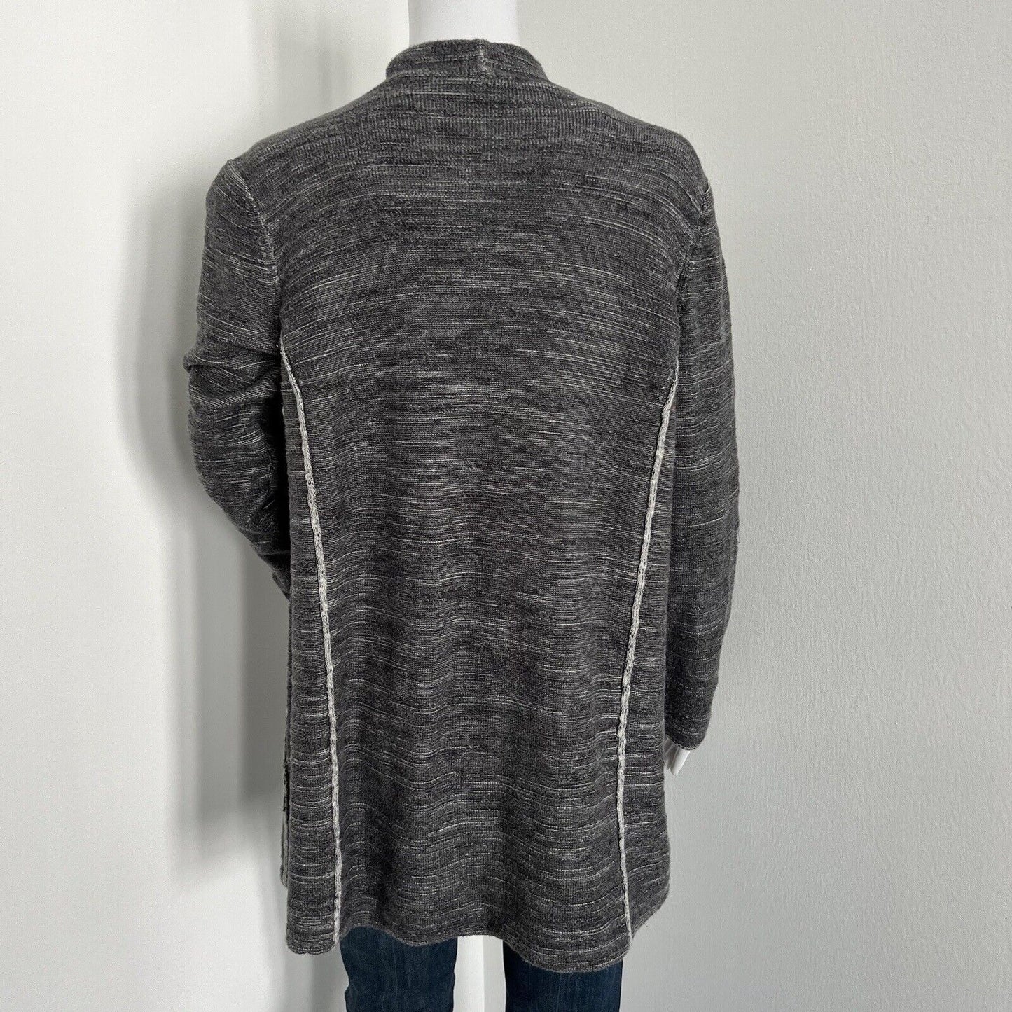 Eileen Fisher Women's Cardigan Size S Charcoal Gray Organic Cotton Plaited Knit