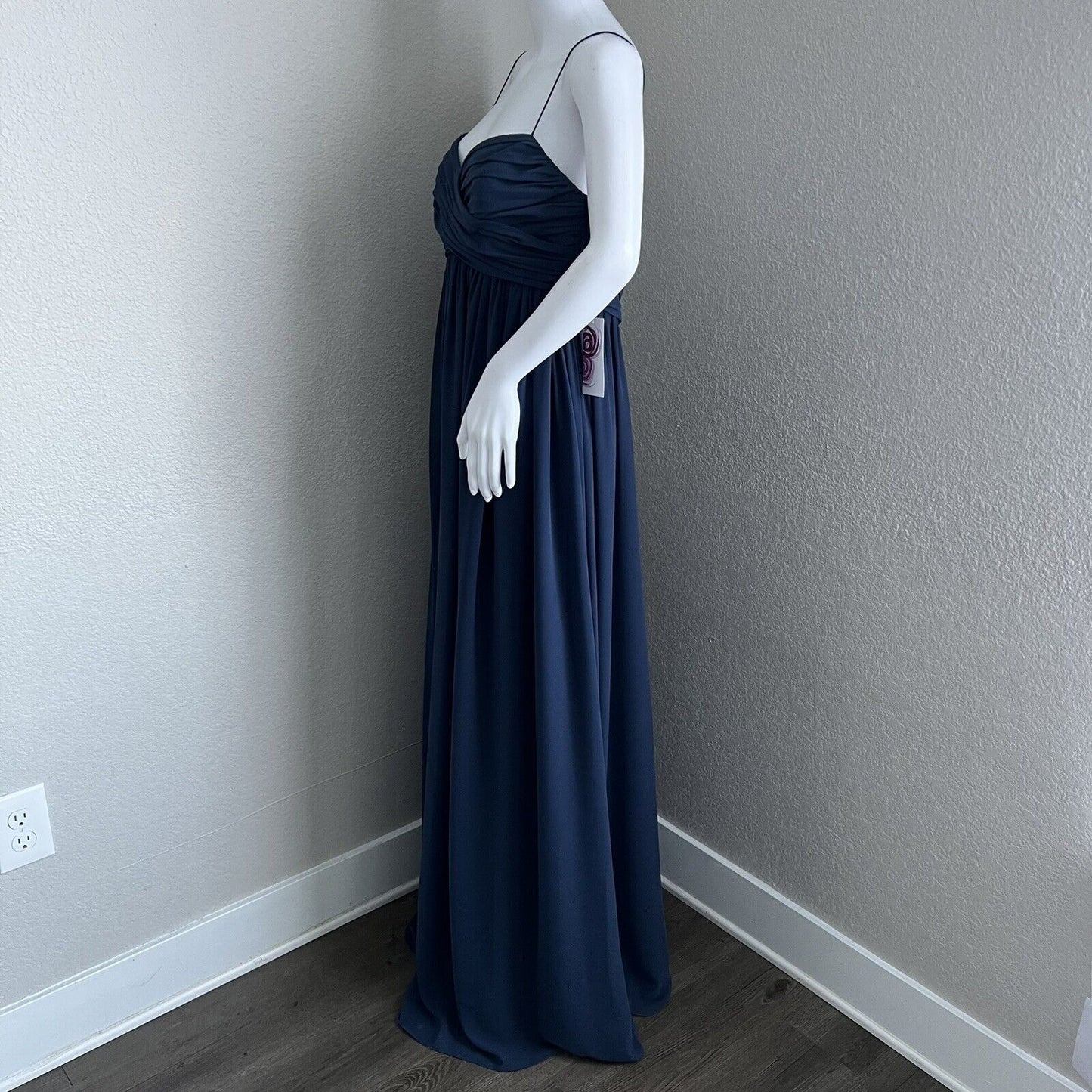 Amsale Maternity Size 12 Janan Maxi French Blue Flat Chiffon Bridesmaid Wedding