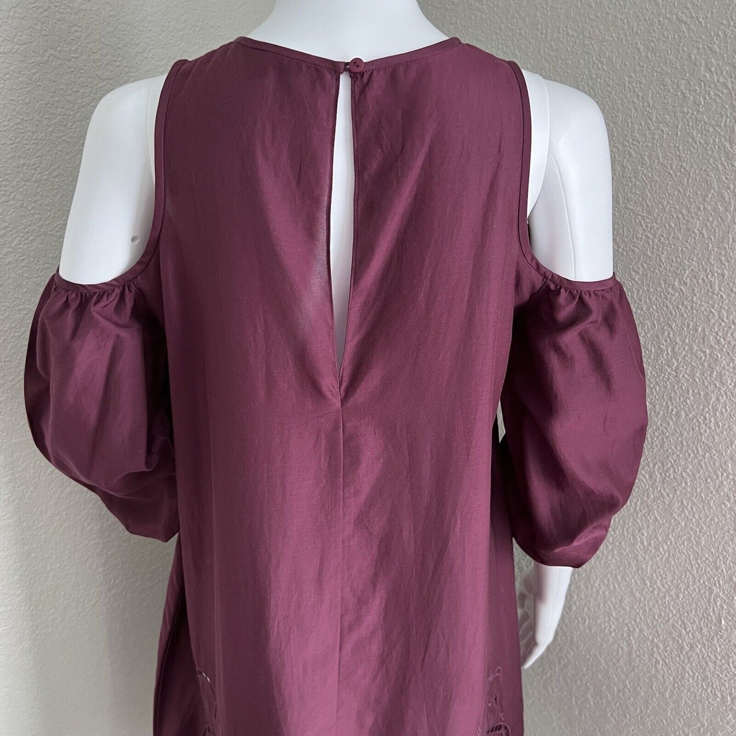 tibi Women's Dress Size XS Merlot Cold Shoulder Floral Cut Out Wedding Guest