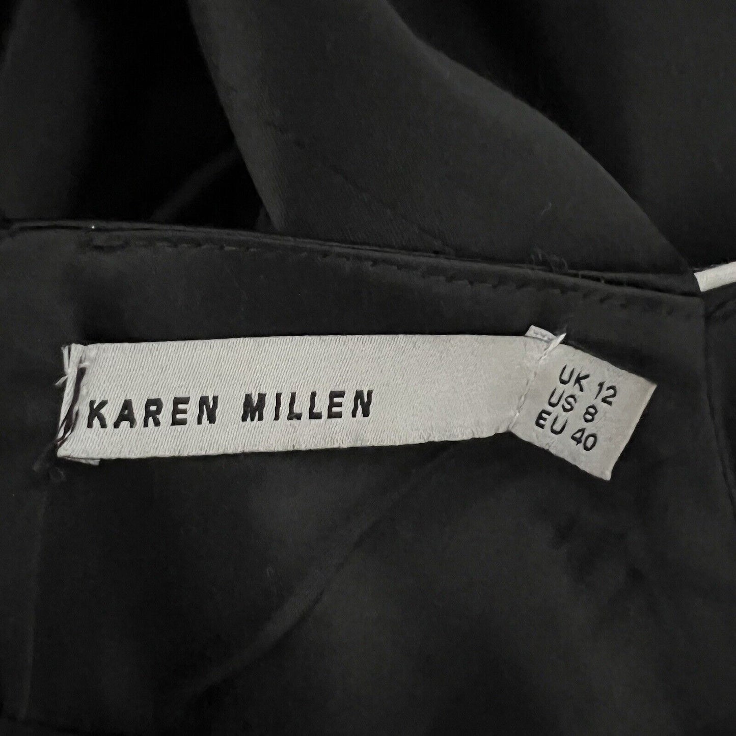 Karen Millen Satin Dress Size 8 Black White Stripe Cocktail Sleeveless High Neck