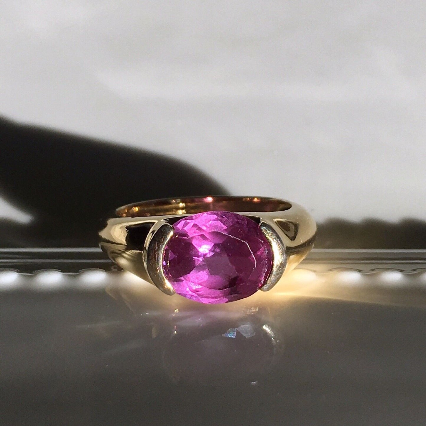 Vintage Chateau D'Argent Ring Size 8.5 Purple Sapphire Vermeil Sterling Silver