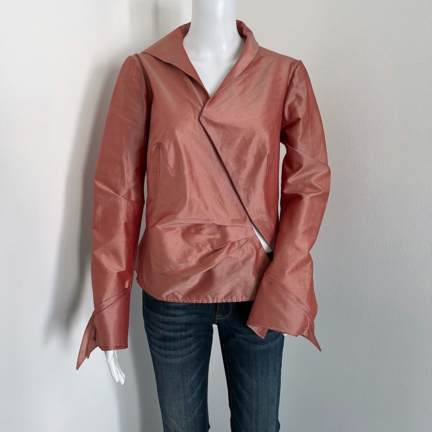 Vintage Robert Danes Women's Jacket Size 6 Dusty Pink Silk Asymmetrical Art