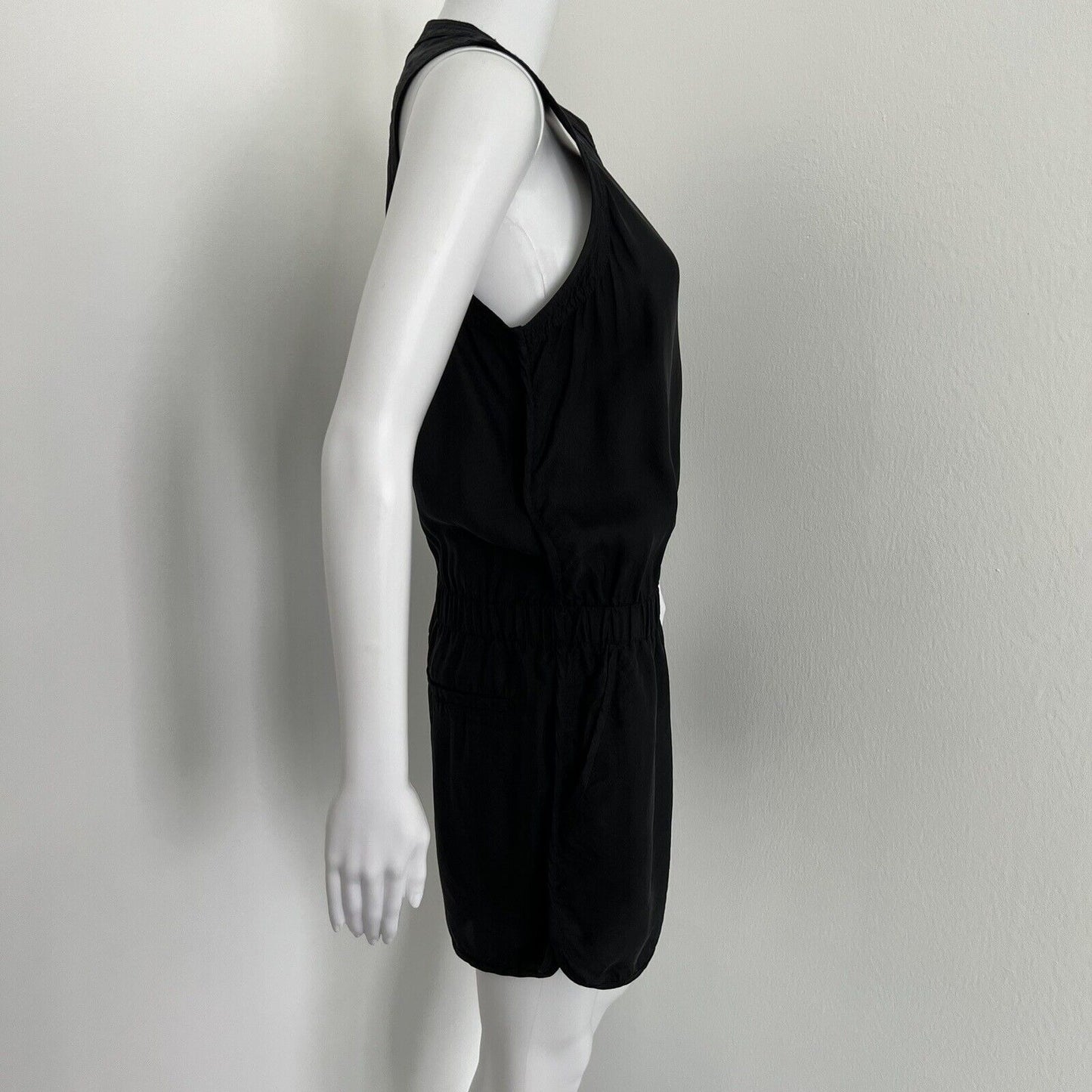 Veronica Beard Women's Romper Size 4 Black Zip Front Crew Neck Sleeveless Shorts