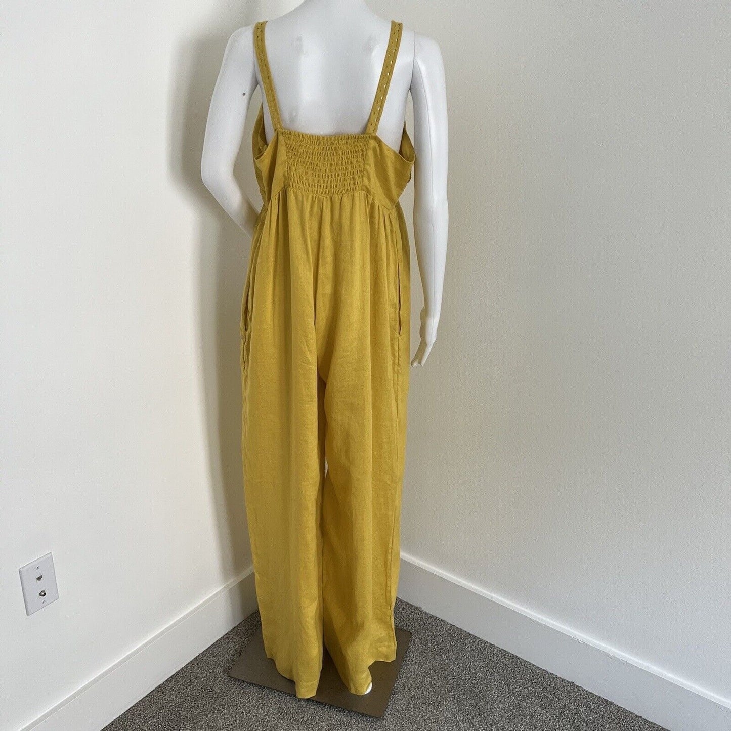 Scotch & Soda Women's Jumpsuit Size XL Pineapple Yellow 100% Linen Wide Leg