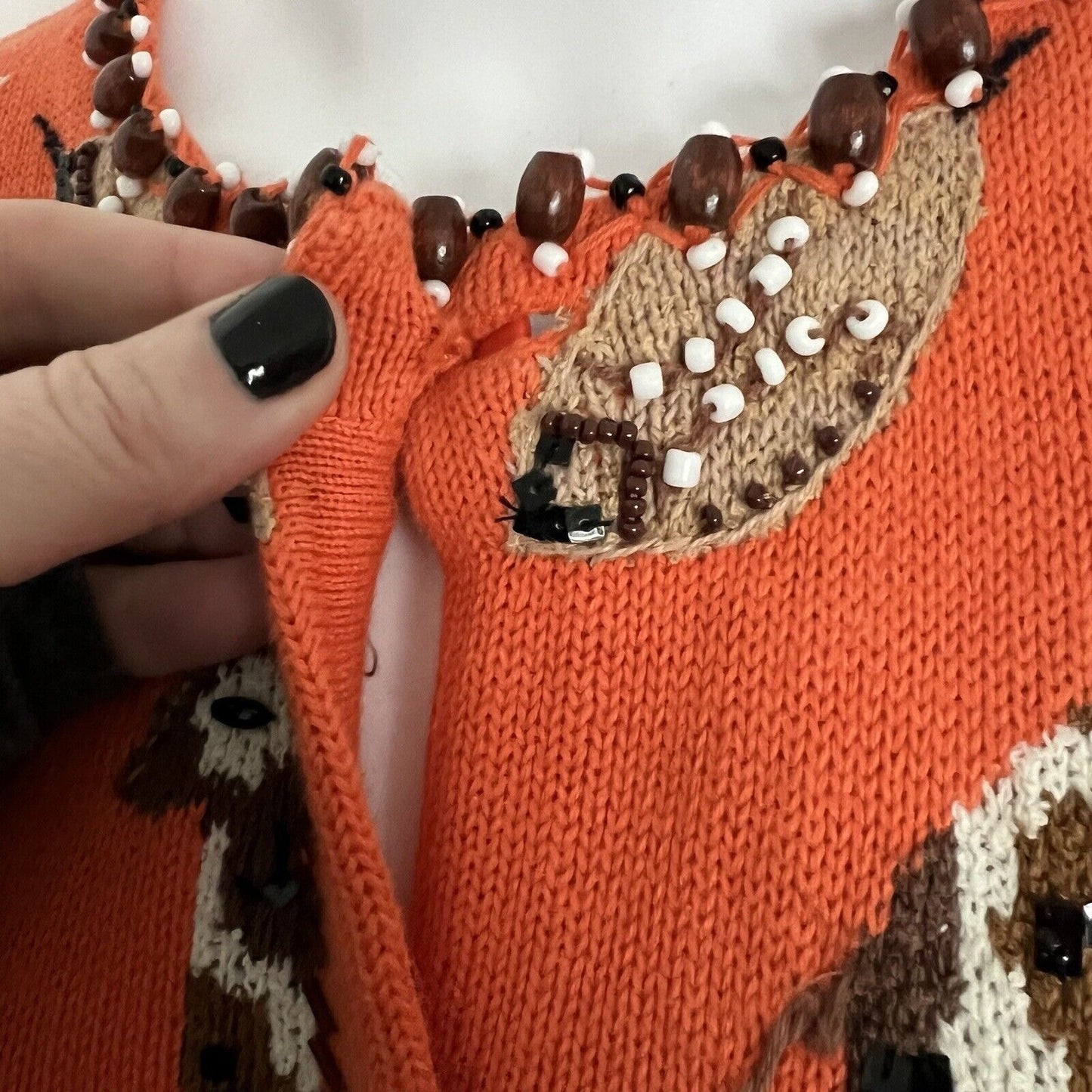 Design Options Philip Jane Gordon Women's Giraffe Cardigan Size S Orange Beaded