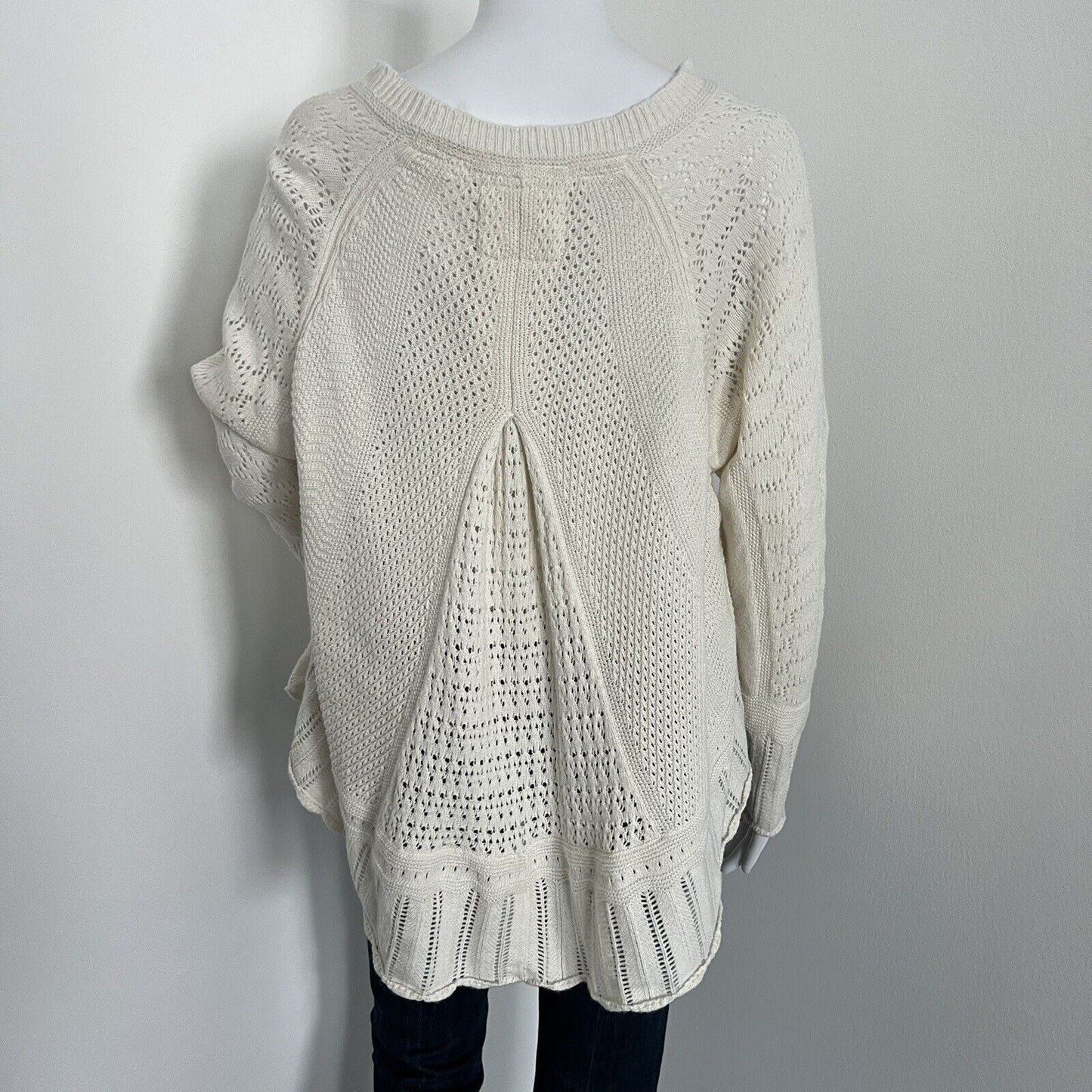 Angel of the North Women's Sweater Size XS Ivory Long Sleeve Boho Open Knit