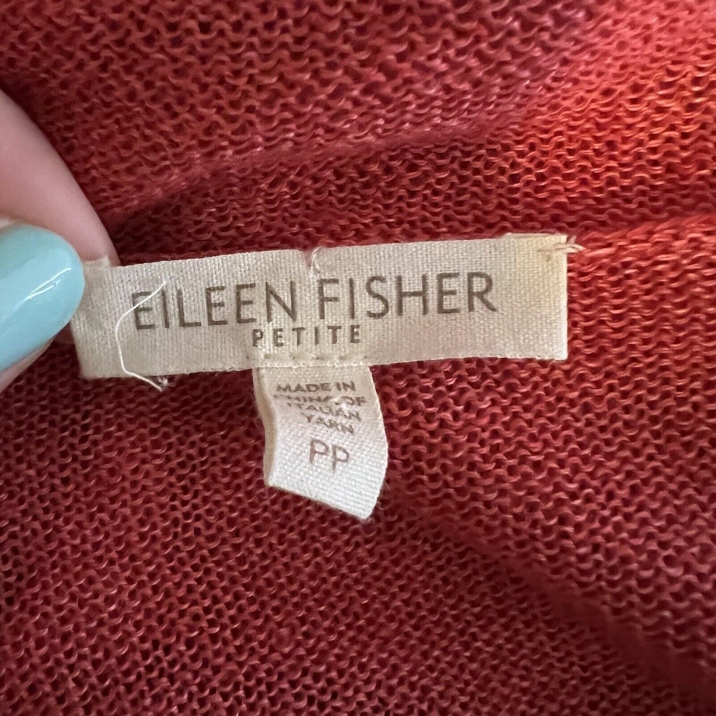 Eileen Fisher Women's Cascading Cardigan Size PP Petite Orange Coral 100% Linen