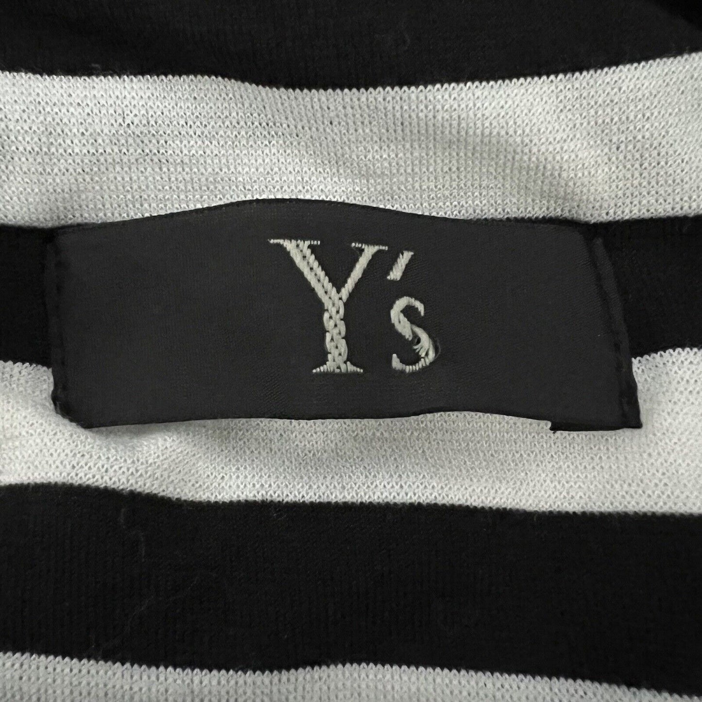 Y's Yohji Yamamoto Women's Blouse Size 2 S Black White Stripe Tie Collar Japan