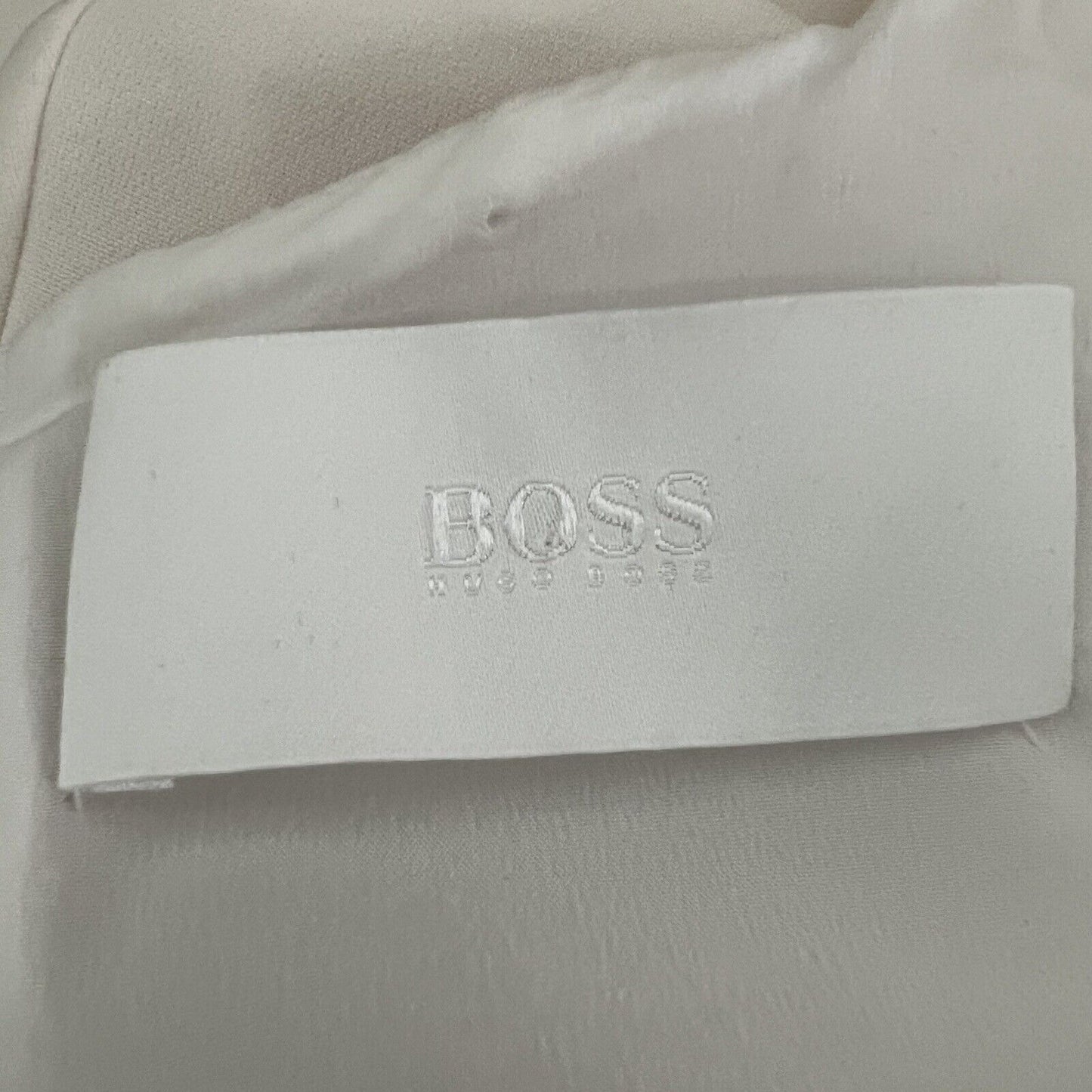 Hugo Boss Dress Size 2 Off White Silver Rivet Detail Aline 3/4 Sleeve Crewneck