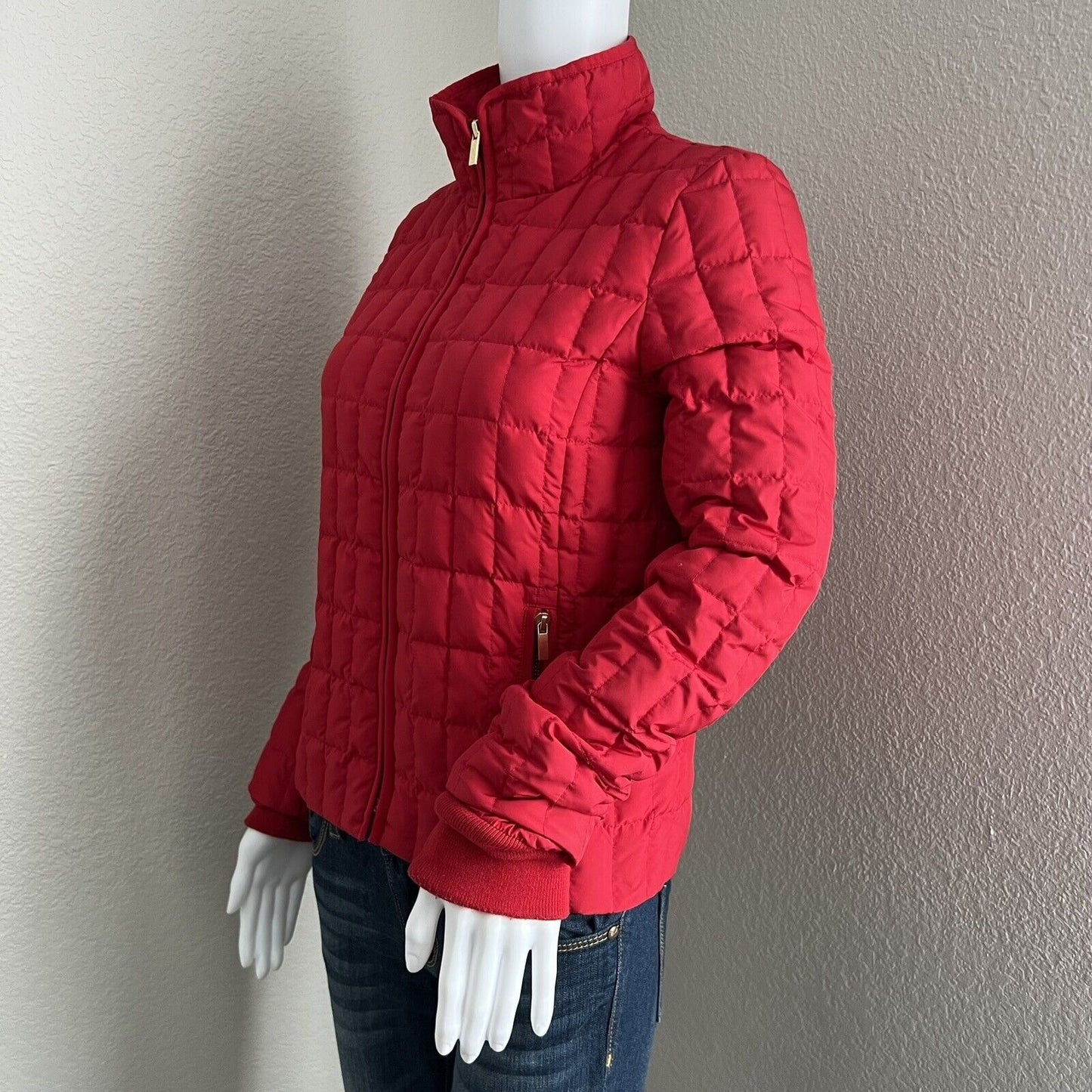 J. Crew Women's Goose Down Puffer Jacket Size XS Red Quilted 97326