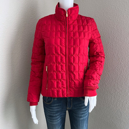 J. Crew Women's Goose Down Puffer Jacket Size XS Red Quilted 97326