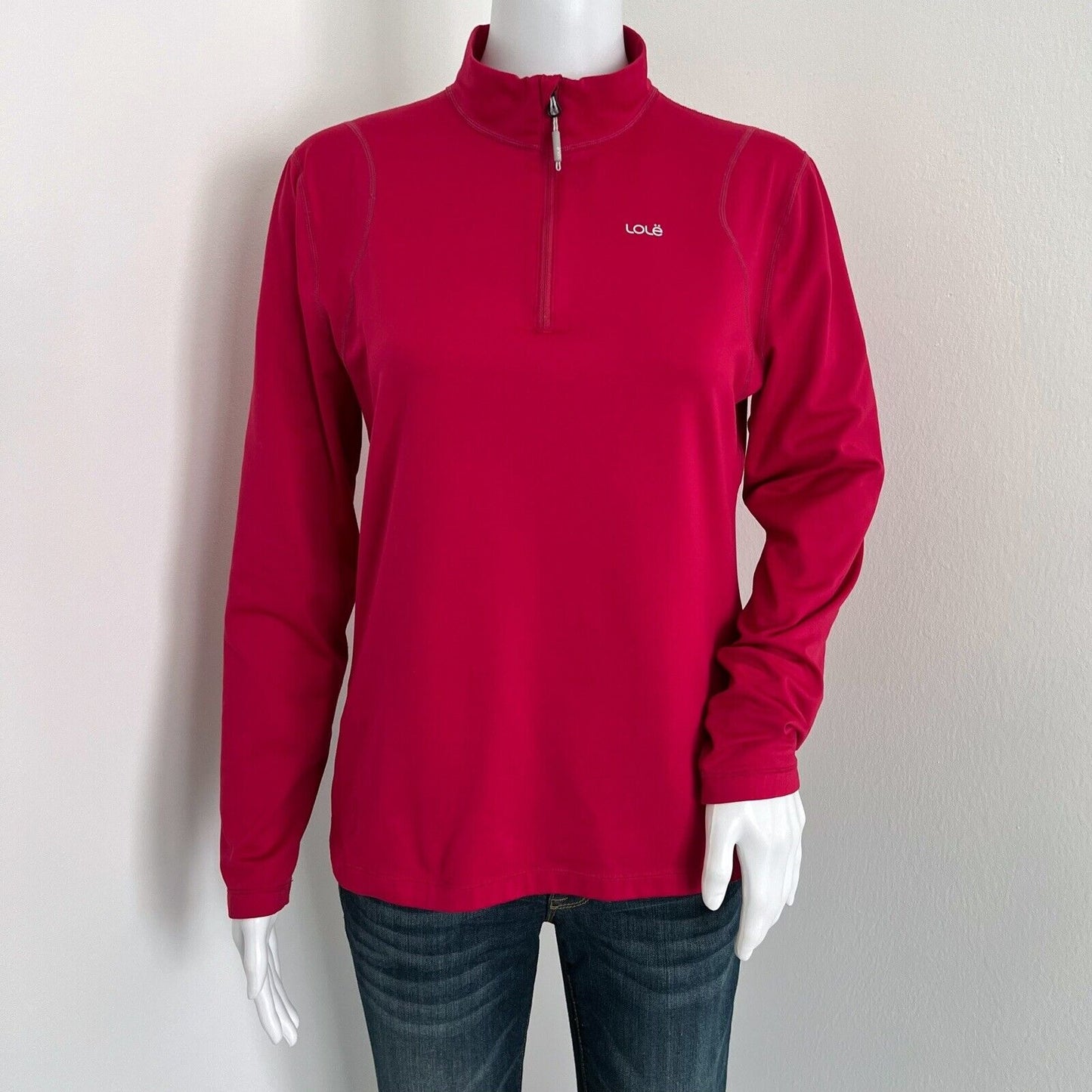 Lole Women's Top Size L Fuchsia Pink Long Sleeve 1/4 Zip Stretch