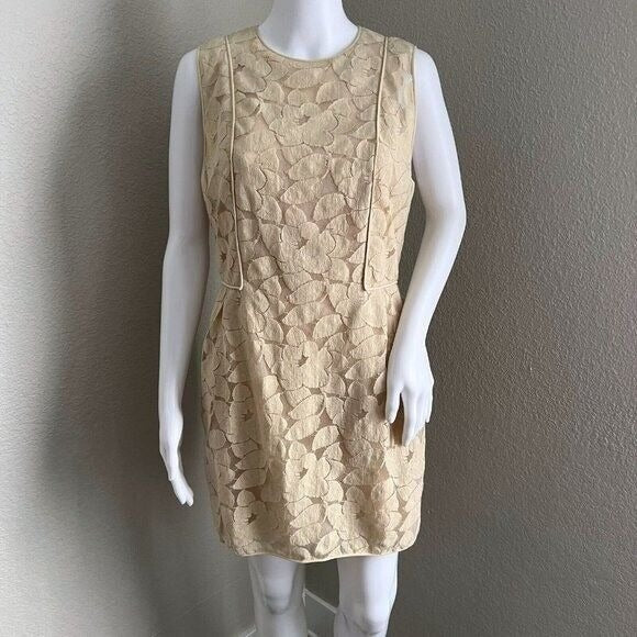 3.1 Phillip Lim Women's Dress Size 8 Beige Nude Sheath Floral Lace Wedding Guest